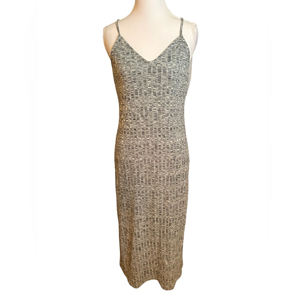 Umgee Green Heathered Ribbed Knit Maxi Spaghetti Strap Summer Dress - Picture 2 of 9